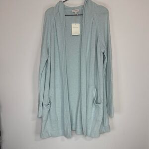 Kinross Cotton Blend Hooded Cardigan L NWT